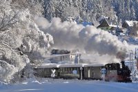 Schnee Erzgebirge Nostalgie Zeitreise Dampfzug Advent